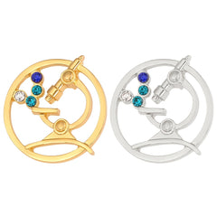 Microscope Shape Brooch With Artificial Diamond