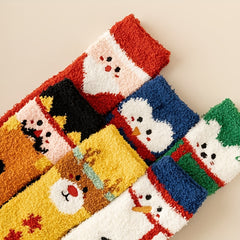 Cartoon Print Socks & Fuzzy Warm Stockings
