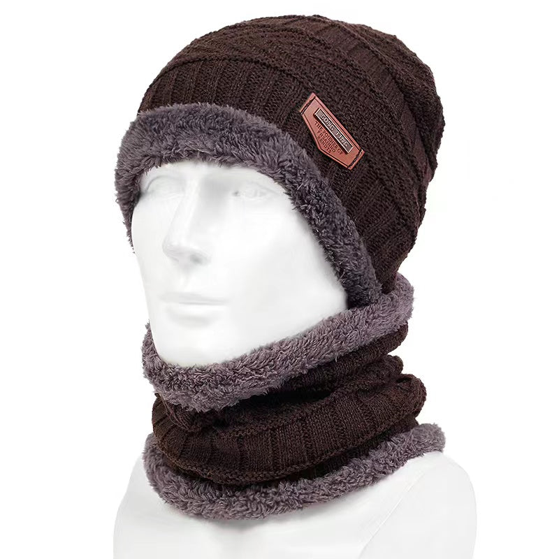 Men's Winter Triangle Knit Beanie Set