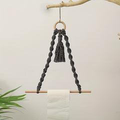 Boho Wooden Ring Tassel Storage Hanging Rack 30x30cm