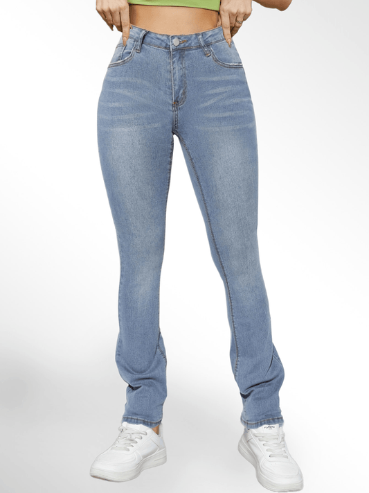 Water Ripple Embossed Bootcut Jeans Medium Causal Stretchy Denim Pants