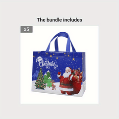 Christmas Cartoon Santa Snowman Non-woven Tote Bag