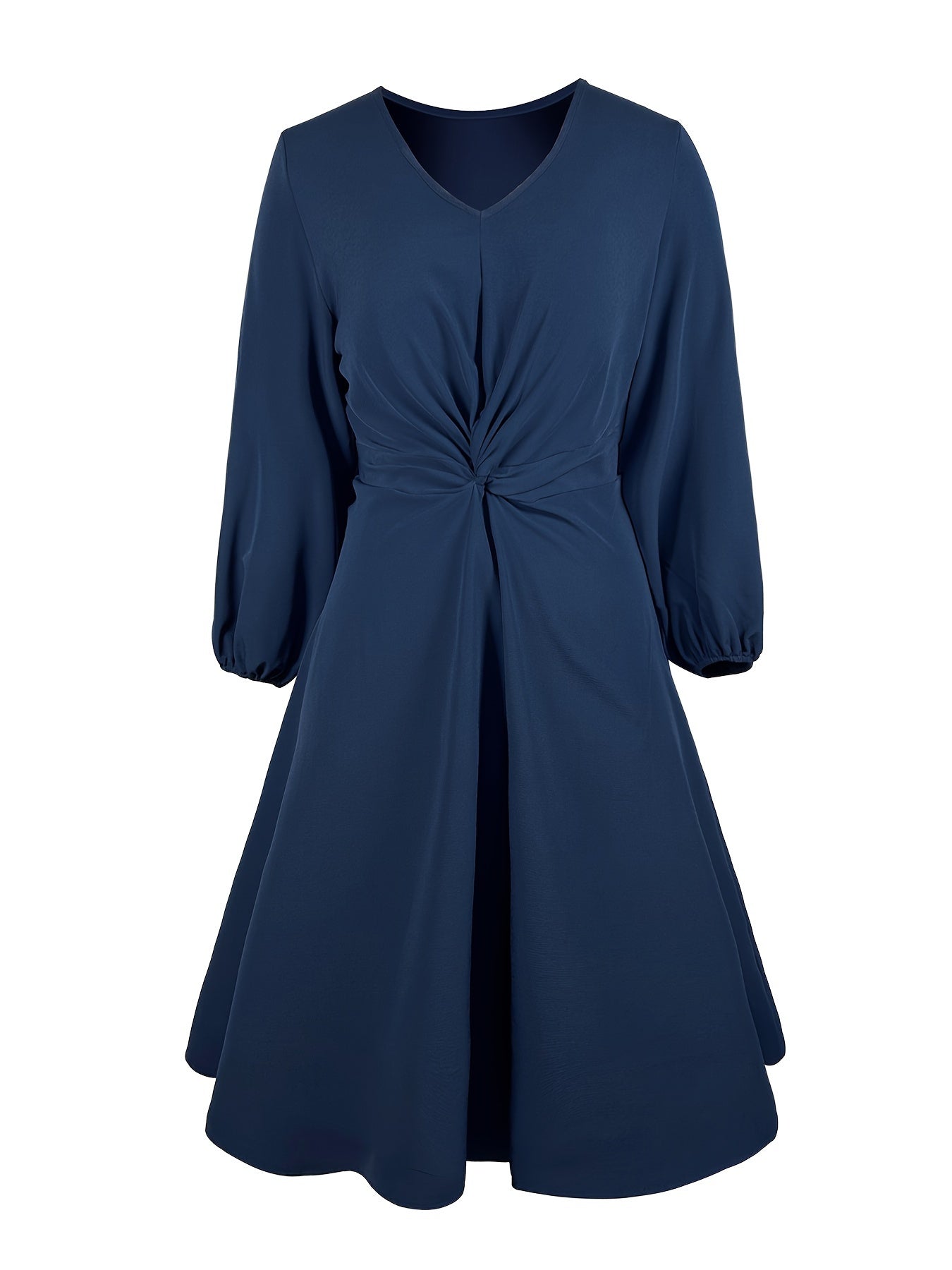  Lantern Sleeve Twist Front Dress