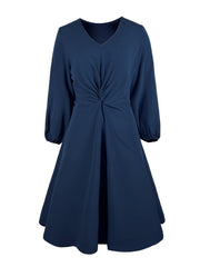  Lantern Sleeve Twist Front Dress