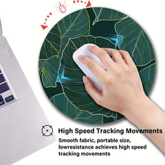 Personalized Round Mouse Pad with Leaf Pattern Design