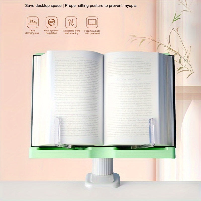 Deskside Bookshelf with Lift Function, Rotating Green Office Bookshelf