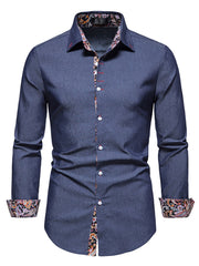 Men's Long Sleeve Denim Clash Shirt