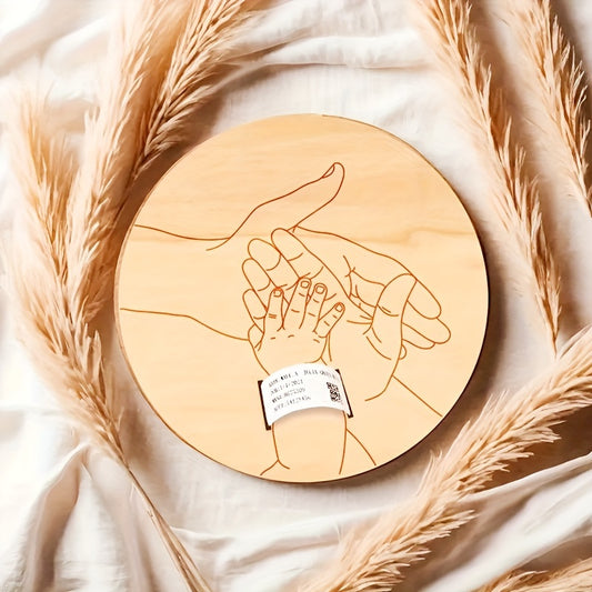 Wooden Laser Engraved Birth Bracelet Holder Keepsake Gift