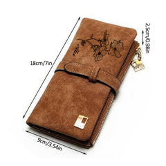 Floral Wallet for Women Trifold Clutch with RFID Blocking Long Zipper Checkbook