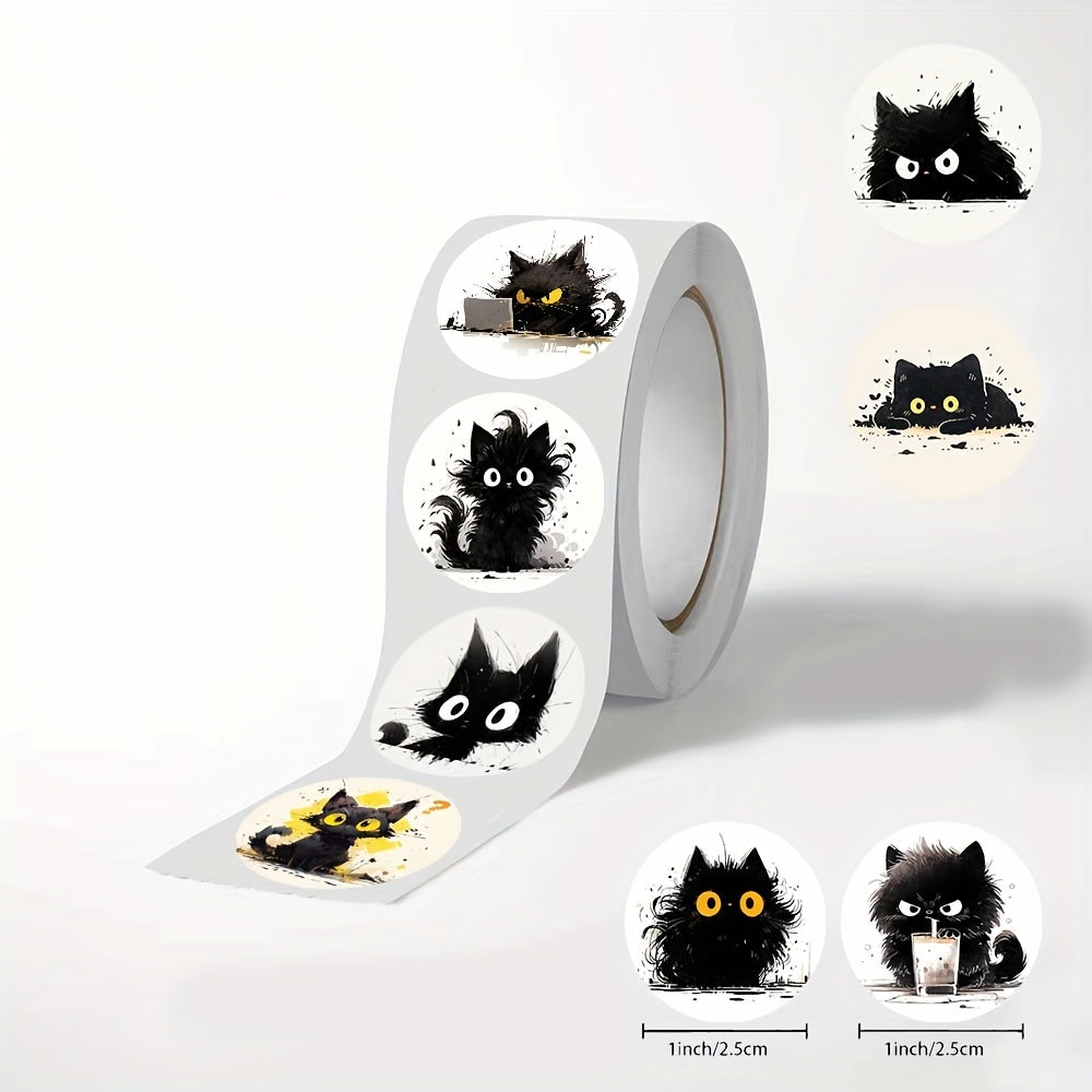 500pcs Little Cat Roll Stickers Vinyl Fun Decorative Decals