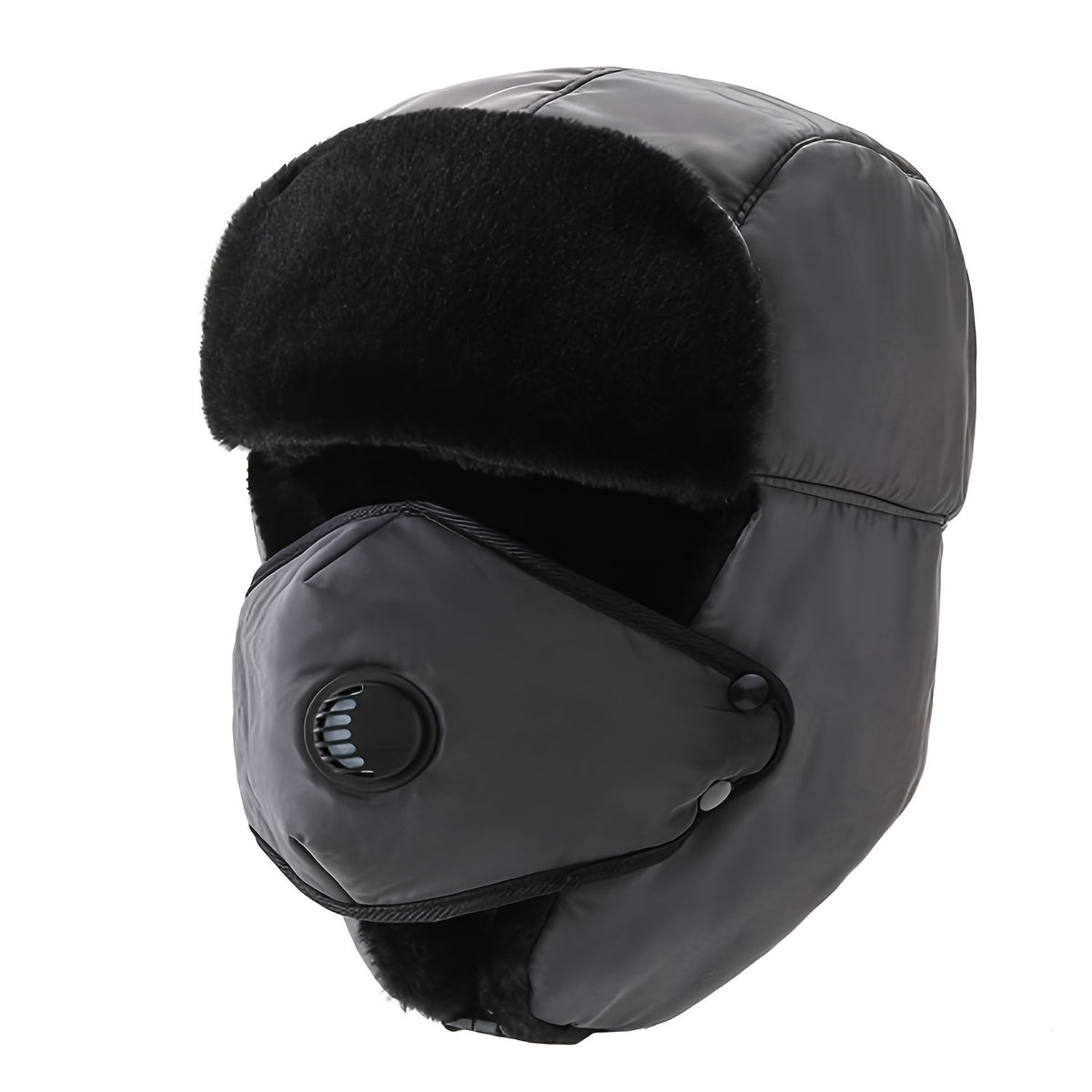 Gray Fishing Hat Cold proof Warm Hat With Mask Winter Fishing