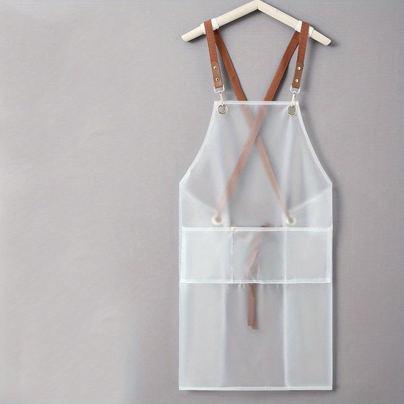 TPU Transparent Apron with Pockets & Stain Resistant Halter Apron