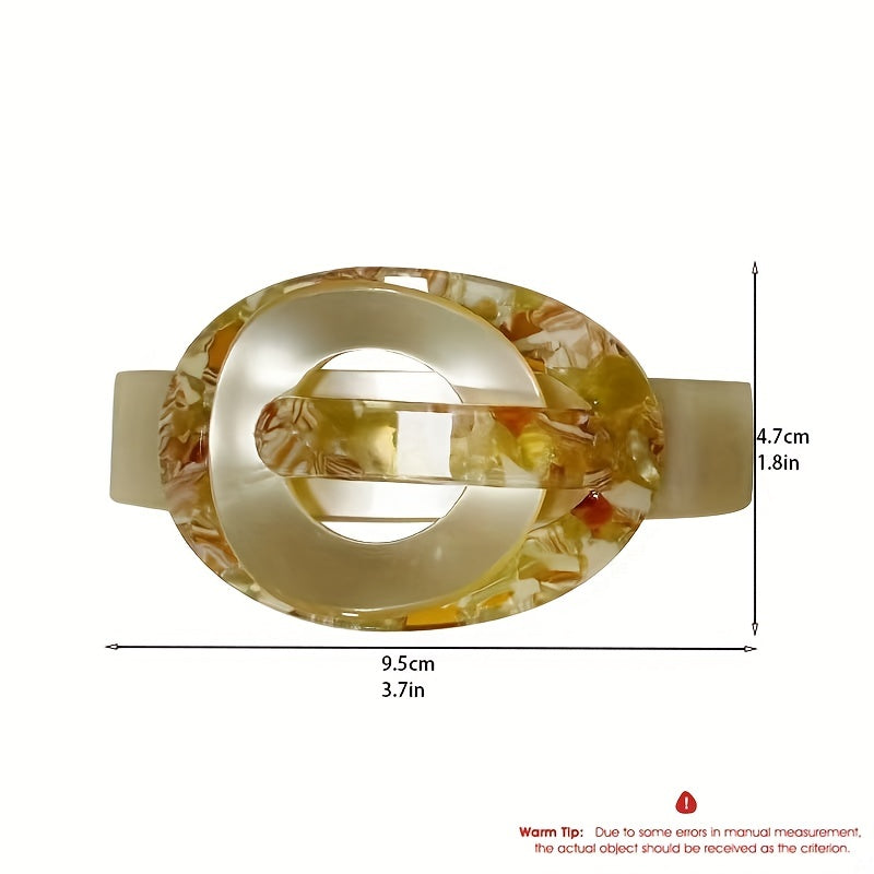 Acrylic Large Barrette Ellipse Shaped Hair Clip for Women Girls
