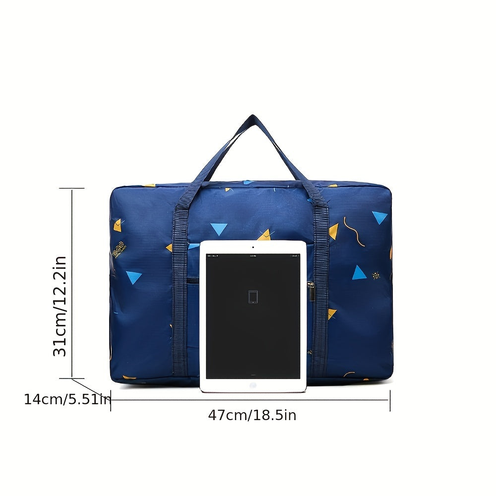 Large Capacity Zipper Luggage Bag Print Duffle Bag Portable Storage