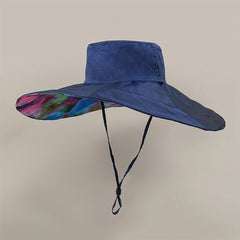 Tie Dye Print Reversible Sun Hat Wide Brim Bucket Hat UV Protection
