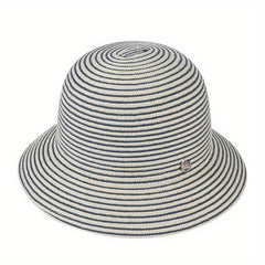 Stripe Jacquard Bucket Hat Sunscreen Summer Sun Hat Women's Casual Cloche Hats