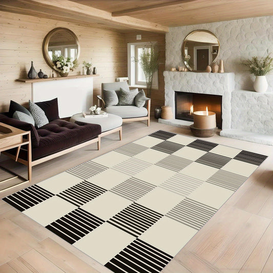 Large Non Slip Grid Patterned Carpet