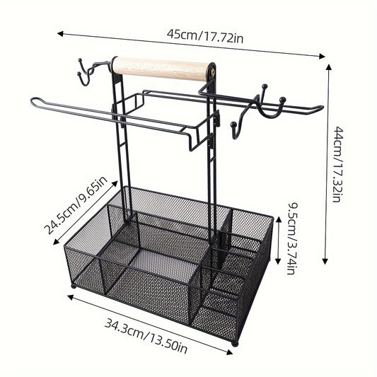 Outdoor Camping Portable Handheld Picnic Storage Basket Barbecue Seasoning Rack