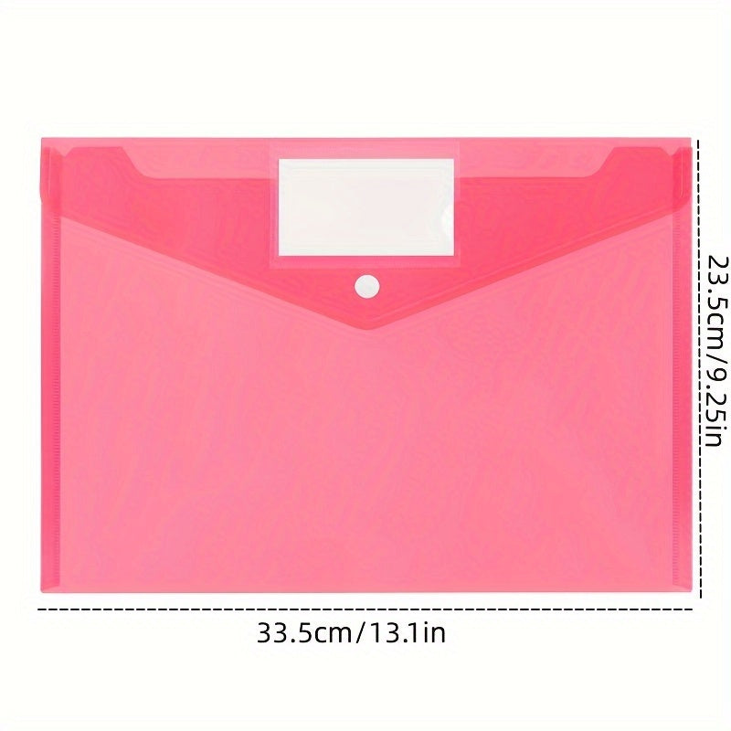145pcs A4 Size File Bag Plastic Envelope Clear Folder with Label Pocket Pink