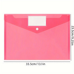 145pcs A4 Size File Bag Plastic Envelope Clear Folder with Label Pocket Pink