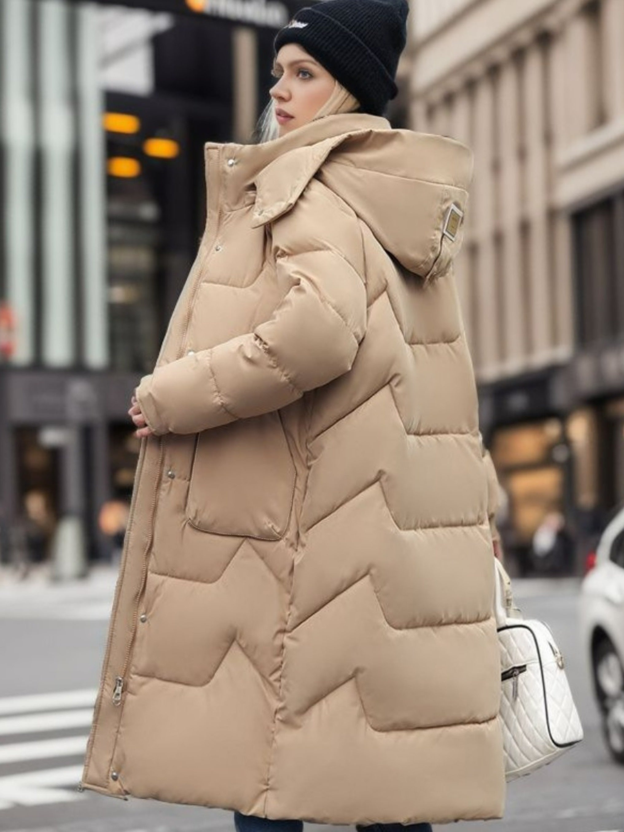 Women's Long Puffer Jacket Hood Winter Warm Outdoor Coat
