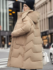 Women's Long Puffer Jacket Hood Winter Warm Outdoor Coat