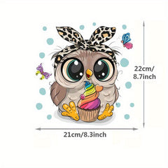 1pc Owl Animal Iron On Patches for DIY Heat Transfer Clothes TShirt