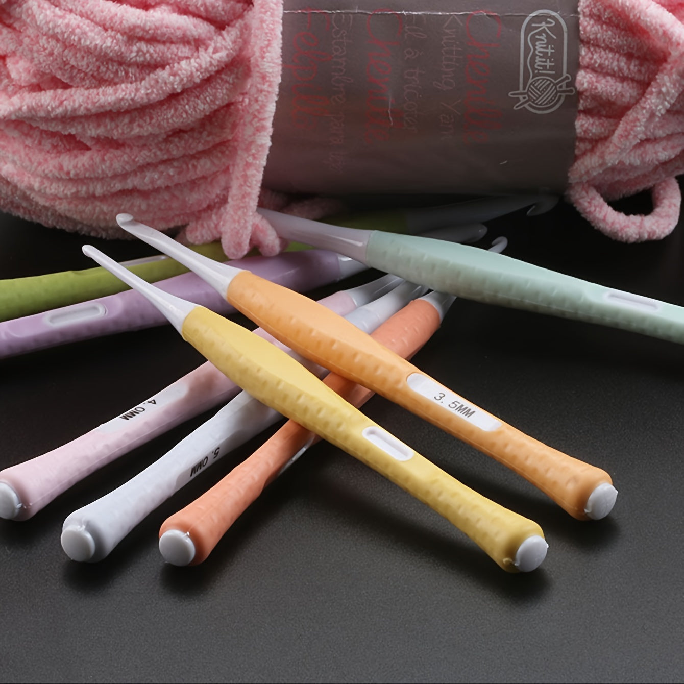 8pcs Candy Silicone Soft Handle ABS Crochet Hook Set