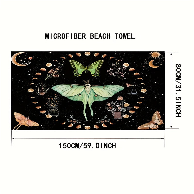 Butterfly Skull Pattern Beach Towel Soft Absorbent Lightweight