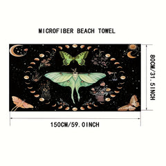 Butterfly Skull Pattern Beach Towel Soft Absorbent Lightweight