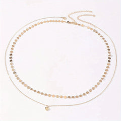 Boho Metal Sequin Waist Chain Double Layer Belly Chain