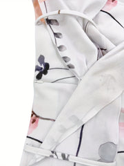 Floral Print Belted High Rise Trousers With Pockets