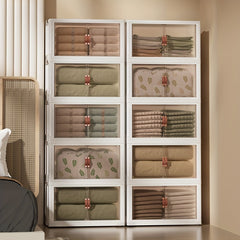 Foldable Storage Box w/ Wheels & Doors - Stackable Clothes Storage