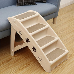 Durable Folding Pet Stairs Safe Indoor Outdoor Ramp with 4 Steps