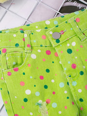 Toddler Girls Polka Dot Ripped Jean Flare Pants Set