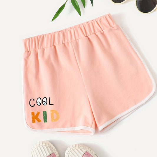 Girls Cartoon 'Cool Kid' Active Running Shorts Summer Athletic Shorts
