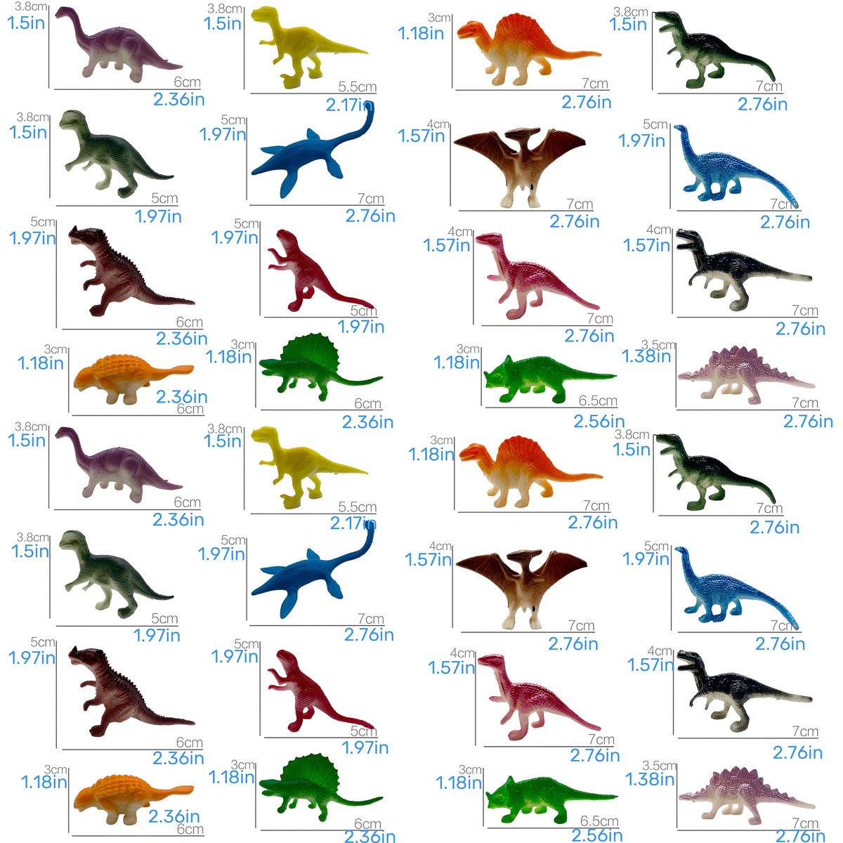 32pcs Dinosaur Model Set - T Rex, Pterosaur, Triceratops - Collectibles & Toys
