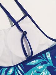Leaf Print High Cut Swimsuit One Piece Bathing Suit Women's Swimwear