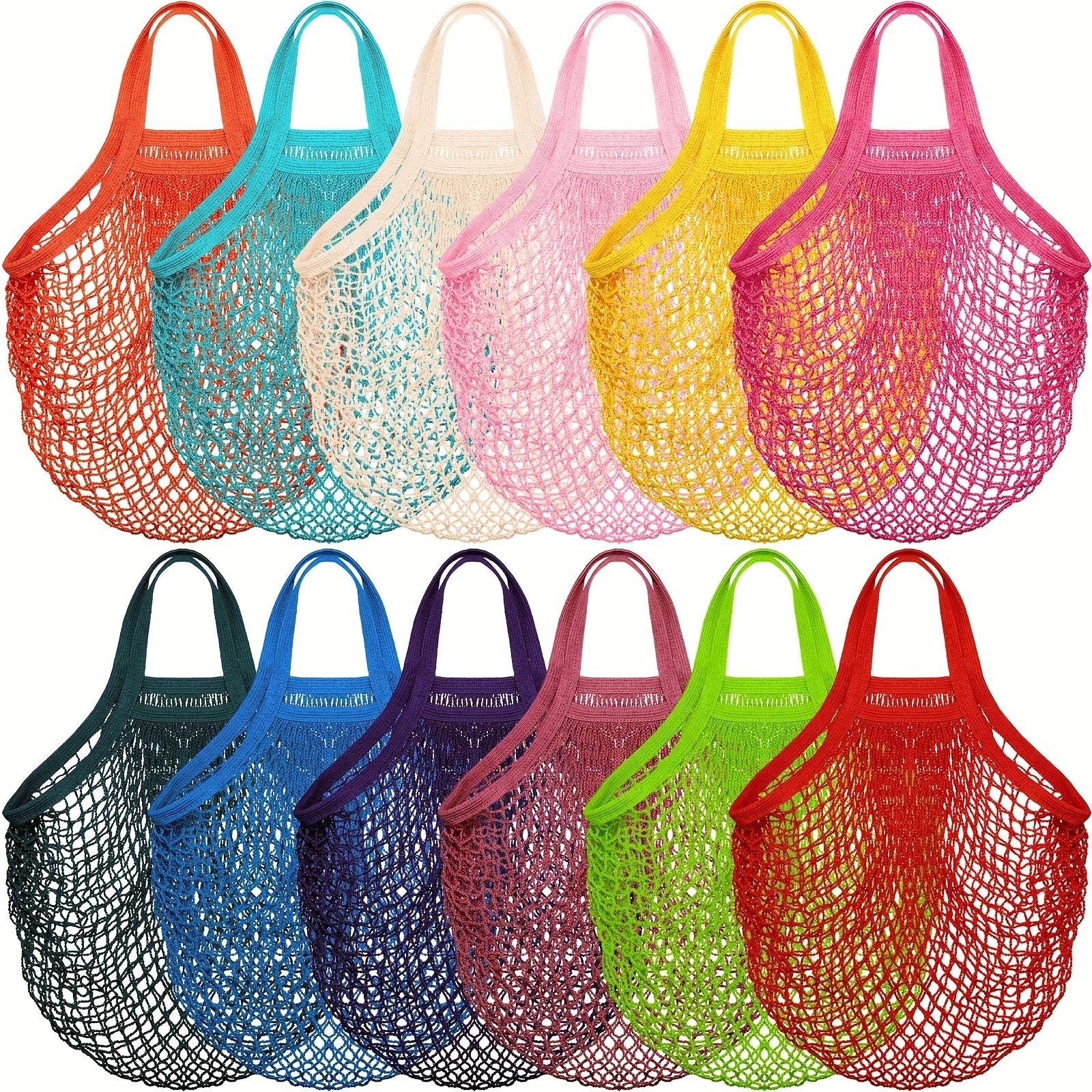 Short Handle Mesh Bag Regular Shoulder Carrying Net Shopping Bag Reusable