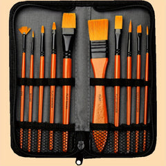 10 Nylon Wool Brush Set With Canvas Bag Watercolor Gouache Acrylic Brush