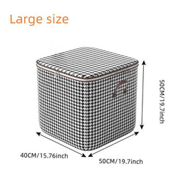 Large Capacity Houndstooth Storage Box Lightweight Zipper Organizer