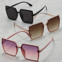 3 Pairs Men's Large Frame Sunglasses UV Resistant for Holiday Outdoor