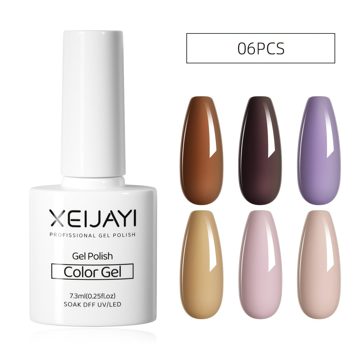 6 Colors Gel Nail Polish Starter Kit Nude Brown Purple Collection