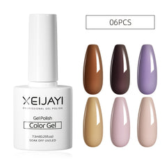 6 Colors Gel Nail Polish Starter Kit Nude Brown Purple Collection