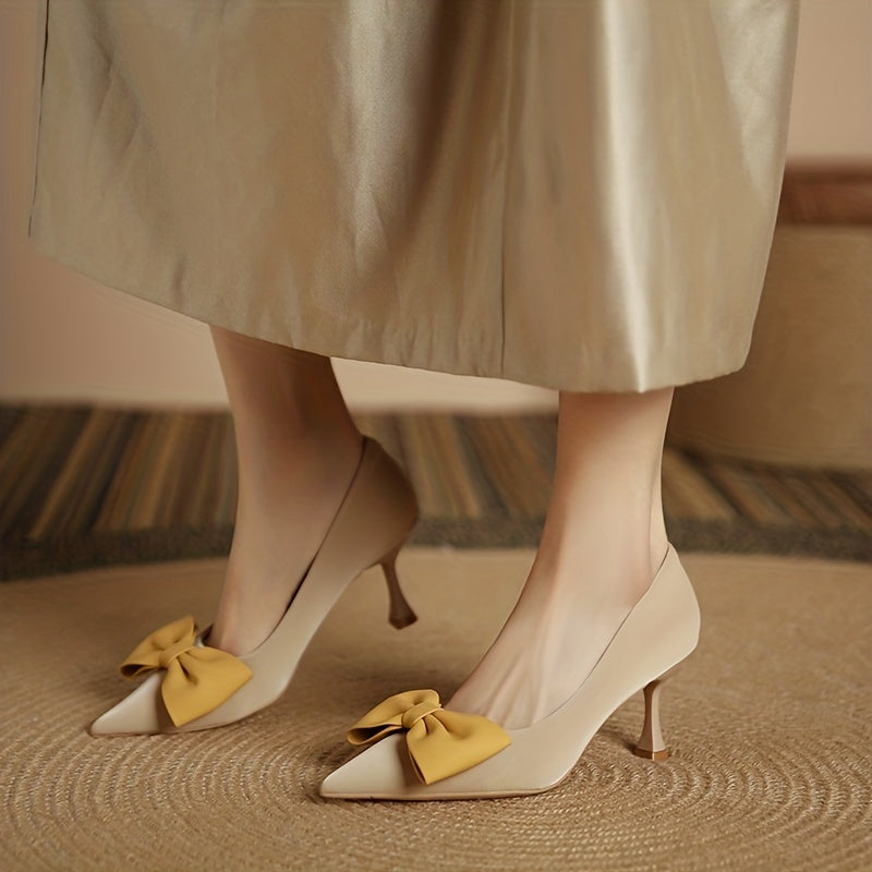 Bowknot Stiletto Heels Pointed Toe Dress Pumps