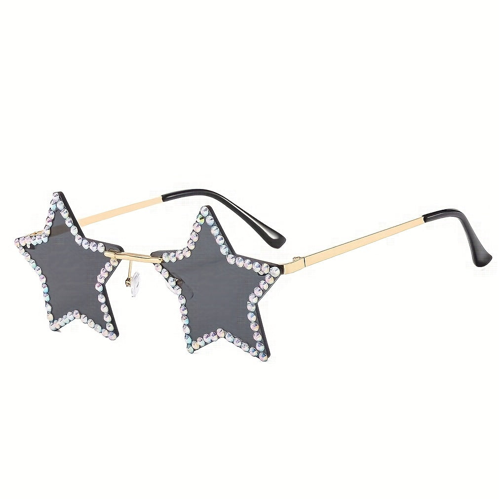 Rhinestone Star Sunglasses Y2K Punk Candy Funny Party Club Decorative Glasses