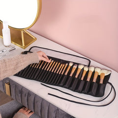 Roll Up Cosmetic Organizer Travel Portable Makeup Brush Organizer Bag Holder
