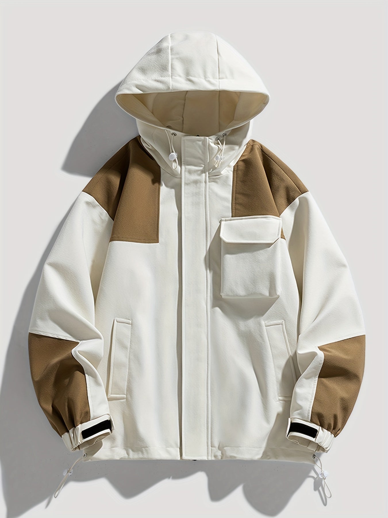 Men's Pocket Windbreaker Hooded Jacket for Spring Fall