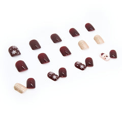 24 pcs Santa Claus Snow False Nails Short Press On Nails for Women Girls Teens