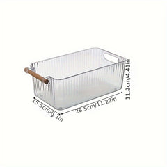 Striped Handle Wooden Kitchen Bathroom Storage Box
